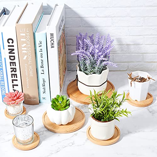 Ahandmaker Bamboo Plant Saucer, 6 Different Sizes Round Plant Plant Pot Tray Plant Pot Saucers Durable Bamboo Plant Tray For Indoors Or Outdoors, 2.1"-5.7" Inner Diameter #TOP4