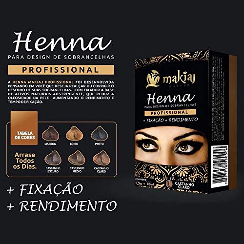Henna para Design de Sobrancelha Profissional Makiaj - Preto/Castanho escuro/Castanho médio