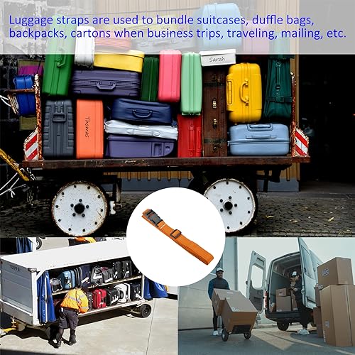 Image of M METERXITY 1 Pack Luggage Straps- Travel Baggage Accessories Adjustable Suitcase Belt with Quick Release Buckle, Apply to Travel (2 Meters, Orange)