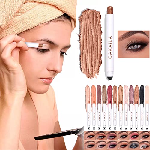 Romoty Eye Shadow Stick, 12 Colors Matte Pearlescent Waterproof Eyeshadow Pencil Non-Smudge Nude Makeup Base Eye Shadow (B# Orange) #TOP1