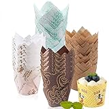 Backförmchen Papier, 200 Stück Muffinförmchen Papier, Cupcake Wrapper Fettdicht, Papierförmchen in Tulpenform, Papier Cupcake Liner, Tulpen Muffinform Backen für Kinder Geburtstag Party Hochzeit