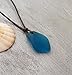 YInahawaii Handmade leather cord puff sea glass necklace, unisex jewelry, (Hawaii Gift Wrapped, Customizable Gift Message)… (Teal)