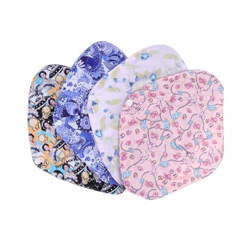 MOLUCKFU Paquete de 4 Compresas Higiénicas Lavables de Carbón de Bambú Reutilizables Talla L Compresas Menstruales de Tela Ecológicas y Suaves para Cuidado Menstrual