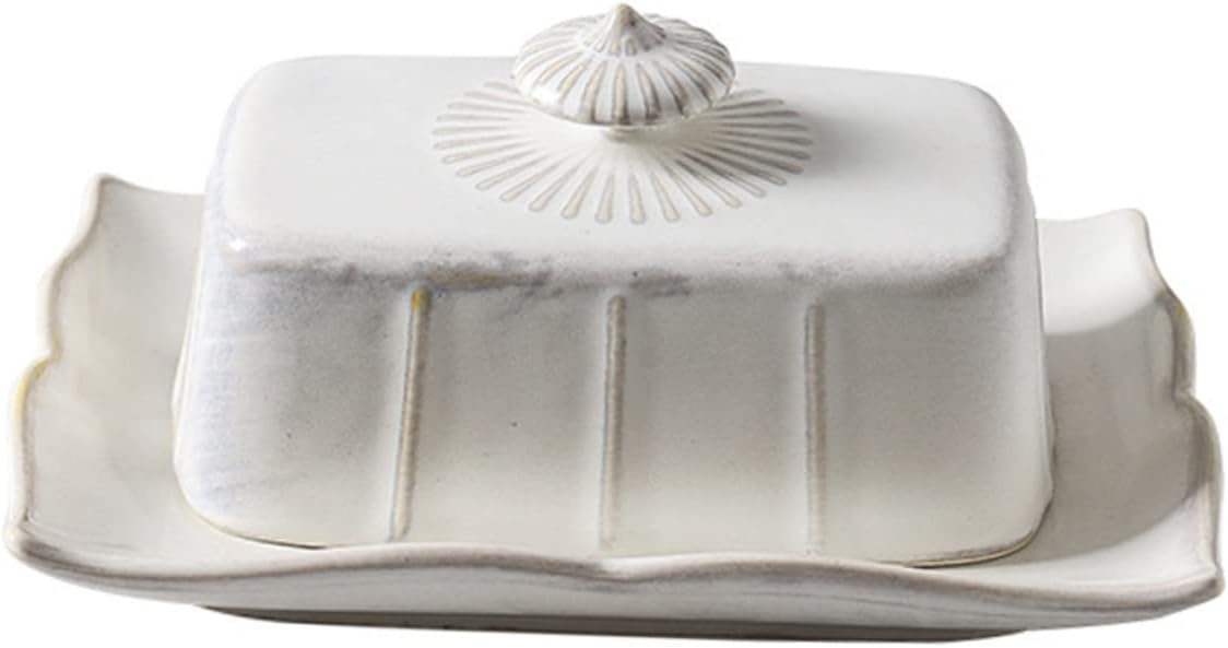 Ceramic Butter Dish Tray with Lid Butter Serving Plate for Storage Dessert Holder for Kitchen Hotels and Home Freshness Preserving Food Tray for Snacks and Fruits