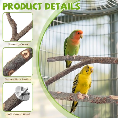 Image of 12PCS Natural Wood Bird Perches for Cage, Parrot Perch Stand & Platform, Bird Cage Accessories - Multi-Size Perches for Parakeets, Cockatiels, Conures, Lovebirds