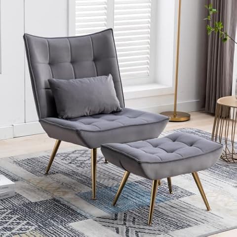Wahson Silla Lounge Chair de Terciopelo con Otomano Cover