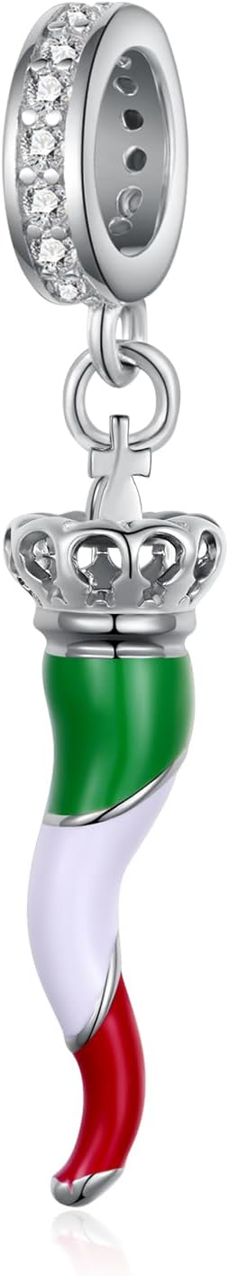 Italian Horn Charm 925 Sterling Silver Cornicello Charm Italian Jewelry Gifts for Women Men