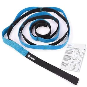 [New 2024] Stretching Strap with 10 Loops for Physical Therapy, Non-Elastic Yoga Strap for for Home Workout, Pilates, Gymnastics, Stretch Strap for Women & Men with Exercise Book