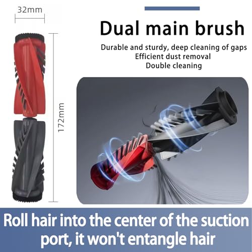 Replacement Kit Accessories Compatible with Roborock Qrevo Edge/Qrevo Curv Vacuum Cleaner Robot Parts 2 Main Brush 6 Side Brush 4HEPA Filter 8 Dust Bag 6 Mop Pads