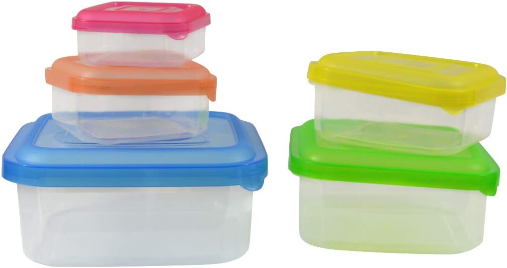 Nicole Home Collection Rectangular Food Containers With Colorful Lids - Assorted Sizes, 5 Pcs image 2