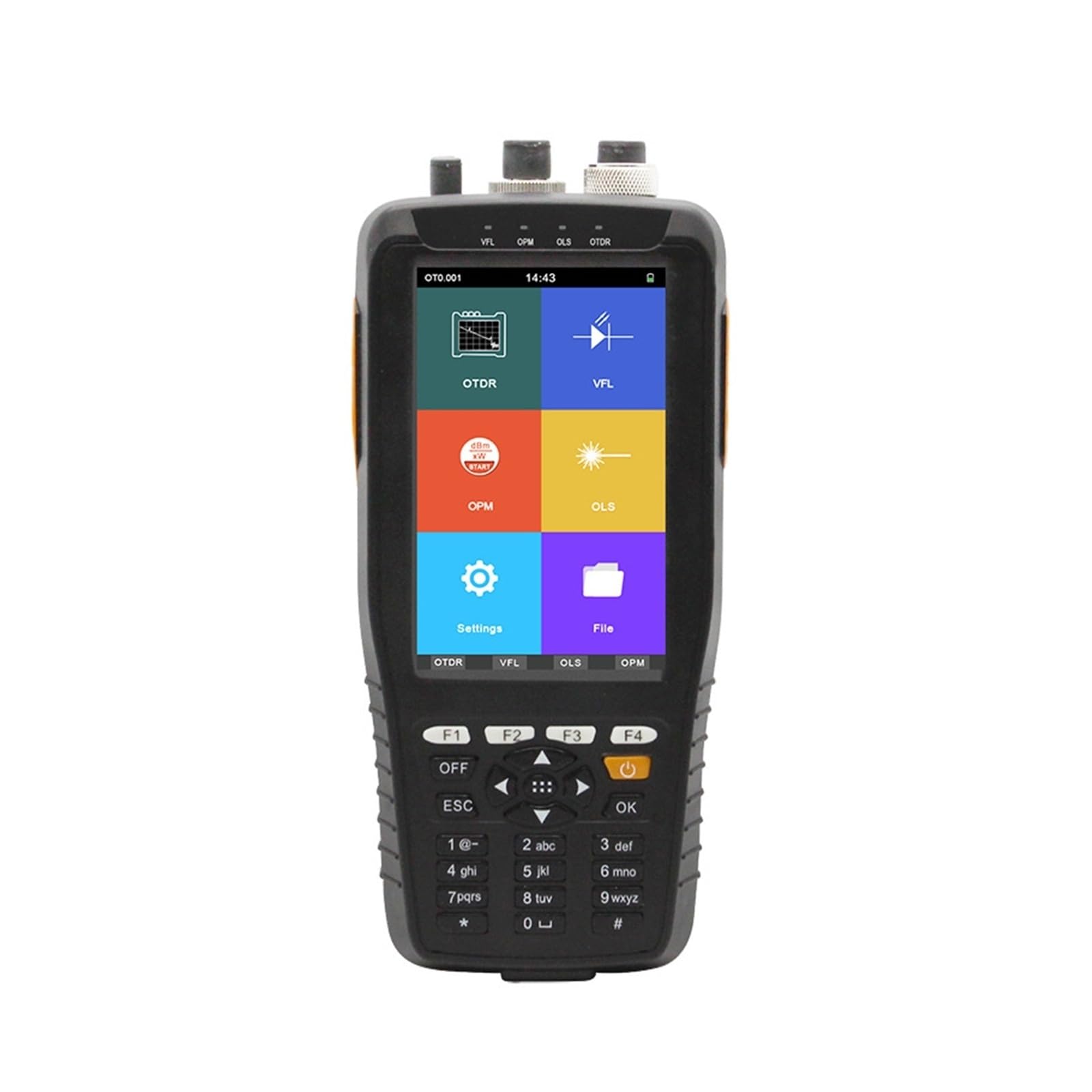 probador del cable de fibra óptica, Probador OTDR OPM OLS VFL inteligente TM290T con pantalla táctil de 4 pulgadas, reflectómetro dominio tiempo óptico 1310/1550 nm y 22/20 dB(UPC)