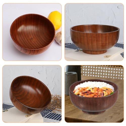 Cuenco de madera grande resistente al calor multifuncional para cocina 4
