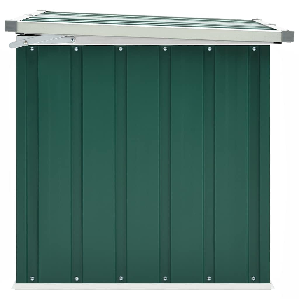 Contenitore da giardino verde in acciaio zincato, 109 x 67 x 65 cm, con coperchio ribaltabile per cuscini e armadietto per attrezzi, per tenere ordine all'aperto