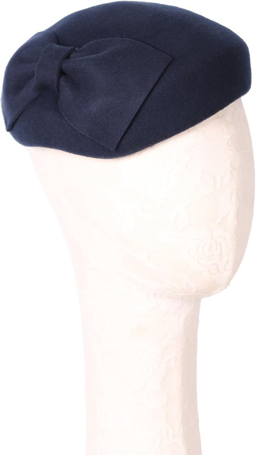 Vintage Wool Felt French Beret Fascinator Pillbox Hats Cocktail Party Wedding Church Fedora
