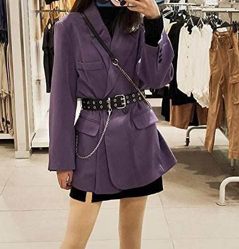 INOGIH Double-Grommet-Belt Leather Punk-Waist-Belt with Chain for Women Jeans Dresses - Thumbnail 2