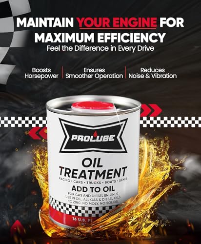 Image of Prolube Oil Treatment - Engine Oil Additive for Gas & Diesel Engines - Reduces Wear, Noise, Vibration - Boosts Fuel Economy & Horsepower - Works on Transmissions & Differentials (16oz)