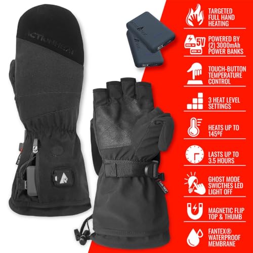 ActionHeat 5V Men's Battery Heated Glomitts: Innovative Battery Operated Gloves with Up to 3.5 Hours of Power