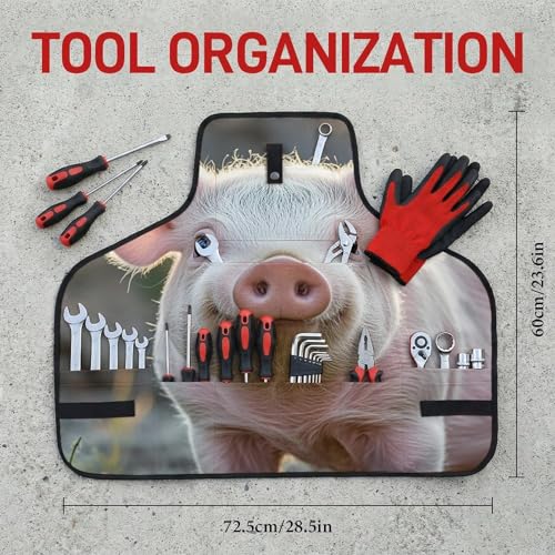 Delantal de trabajo Cute Pig con bolsillos y ajuste miniatura 2