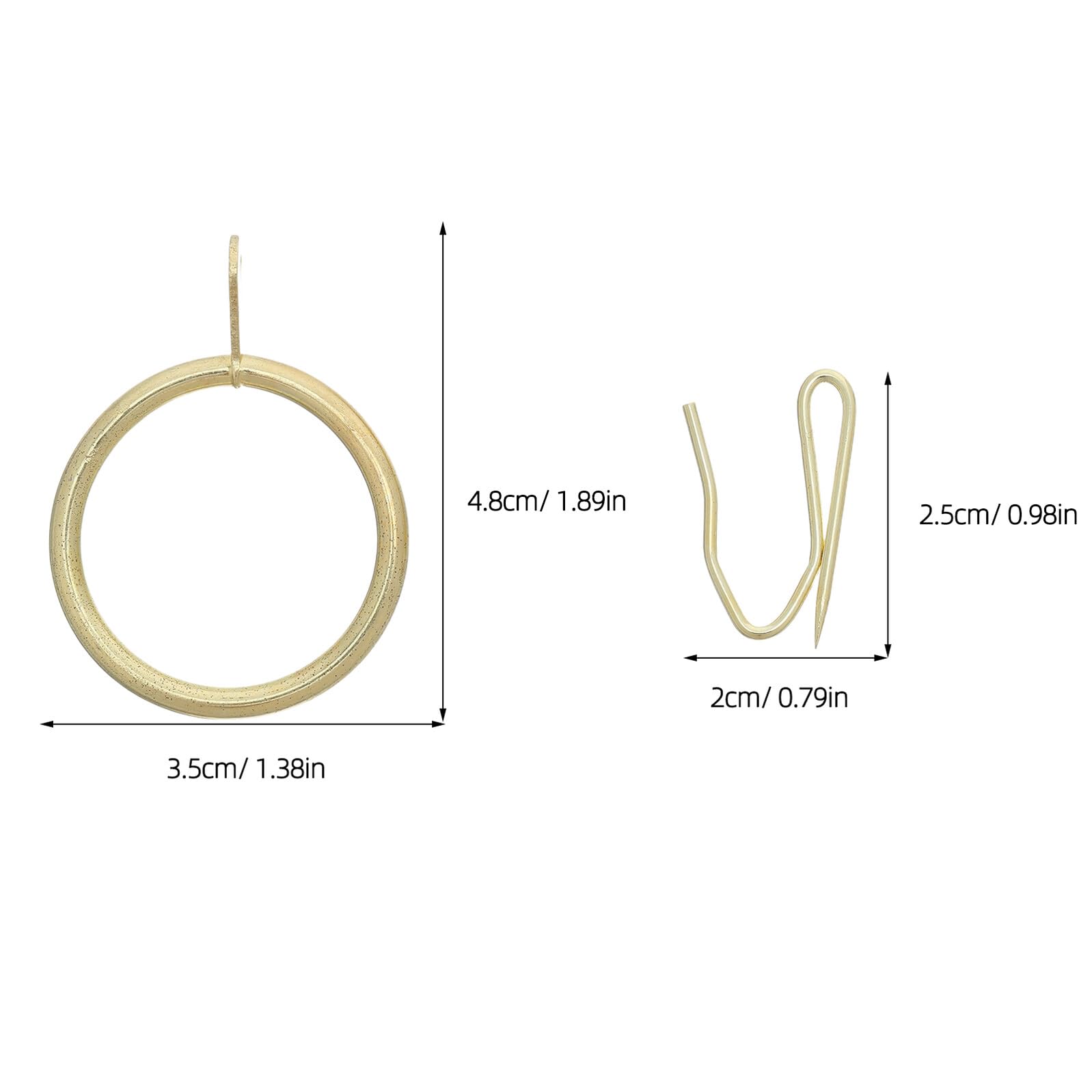 Garneck Anillos Metálicos para Cortinas de Ducha 200 Pcs Dorados con Ojales 30 Mm y Ganchos 20x25 Mm Resistentes para Baño Accesorios Cortinas Bañera