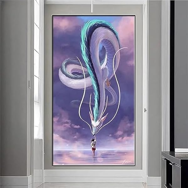 5D Diamond Painting Grandi Dimensioni, DIY Disegni con Perline da Attaccare Kit Pittura Diamante Ragazza Drago Diamond Art Cristal Ricamo per Decorazioni Casa Diamond Painting Kit 50x150cm L-4802