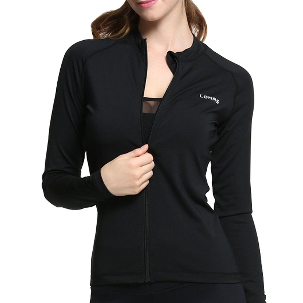 Women Slim Sport Jacket Stretchable Full Zip-Up Activewear Workout Coat