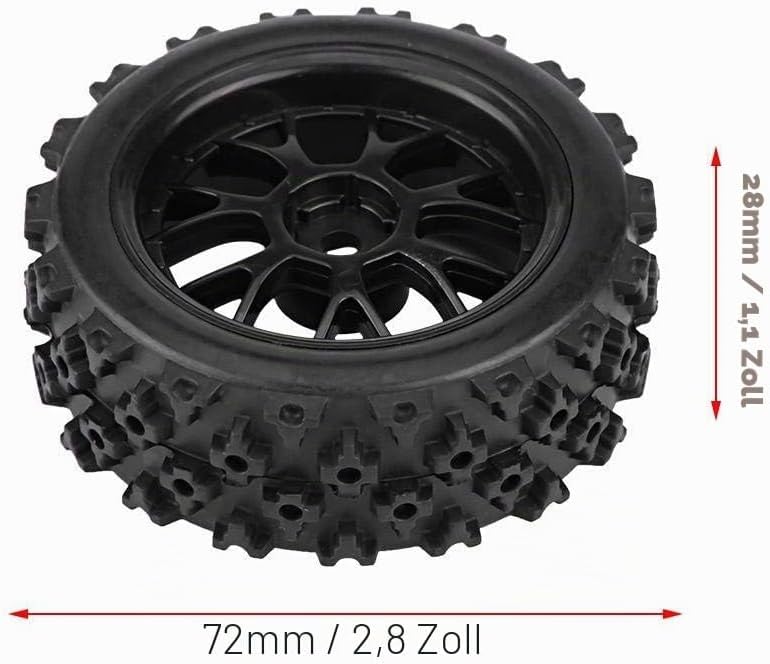 4 Pneus De Voiture RC 75mm Avec Jantes Pour Modèle 144001 - Véhicule Tout-Terrain 1/14
