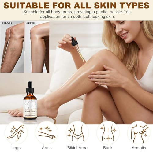 Rulviou Cyperus Rotundus Oil,Natural Cyprus Oils For Hair Removal,Gentle and Effective Cypress For Reducing Body Hair Growth, Ideal for All Skin Types 2 fl.oz — view 6