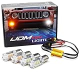iJDMTOY White DRL Light, Amber Turn Signal Light Replacement Bulbs w/Hyper Flash Bypass Resistor Decoders Combo Compatible With Jeep 2015-18 Pre-LCI Renegade