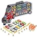 JOYIN 21" Transport Car Carrier Toy Truck Includes 12 Die-cast Toy Cars, 32 Accessories; Truck Carrier Fits 28 Toy Car Slots, Great Car Toys for Kids