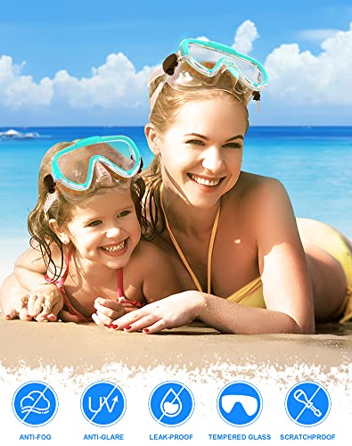 Gafas de natación para adultos y niños Swim Goggles, antivaho con cobertura nasal, máscara de buceo y snorkel clara sin fugas con vista panorámica de 180° para hombres, mujeres y jóvenes miniatura 5