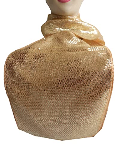 Kvr Neck Sequin Sparkle Glitter Scarfs Fashionable Women Club Party Evening Long Thin Skinny Wedding Tie Bow Shawls Neckerchief (Sequin Scarfs, Gold-180Cm Long X 30Cm Wide) #TOP5