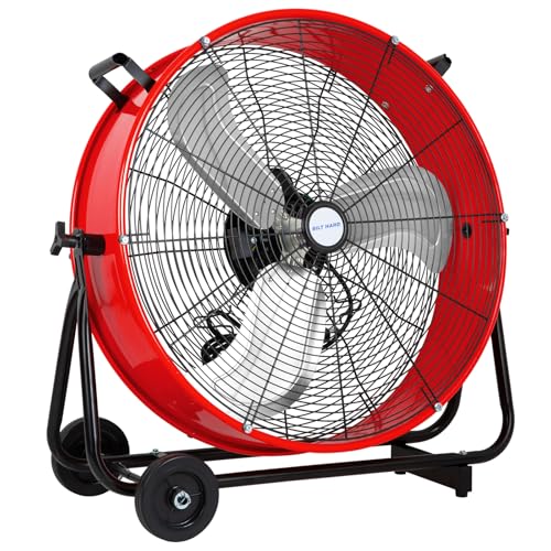 BILT HARD 24' Heavy Duty Industrial Drum Fan, 8100 CFM High Velocity Drum Fan with 3-Speed Control,...