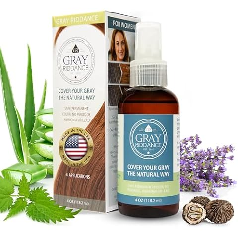 Gray Riddance Natural Hair Dye Color Spray - Vegan, Cruelty-Free, Ammonia-Free, Non-Toxic, Permanent, Brown Hair Color - 100% Gray Coverage with Organic Ingredients, Safe for Pregnancy - 4 fl oz Cover