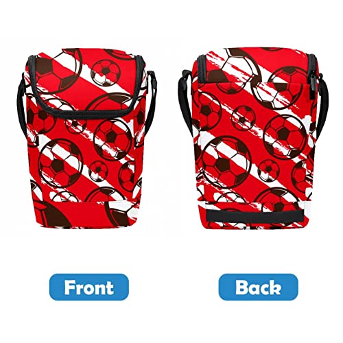 Bolsa de almuerzo lavable e impermeable con estampado de fútbol rojo urbano 5
