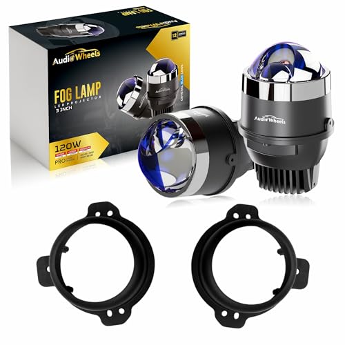 Image of Audio Wheels 3 Inch LED Projector Fog Lamp with Cover 120W, Tri-Color (White /Warm /Yellow) | Single Beam | 12V /24V Fog Light for Car Modification | 1-Year Warranty | Compatible with Mahindra Thar 2020