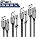 Produktbild GIANAC USB Typ C Kabel, [4Pack / 0.3M 1M 2M 3M ] 3A Nylon geflochten USB C Ladekabel und Datenkabel Fast Charge Sync schnellladekabel für Samsung S10/S9/S8+, Huawei P30/P20/P10,Google Pixel,Grau