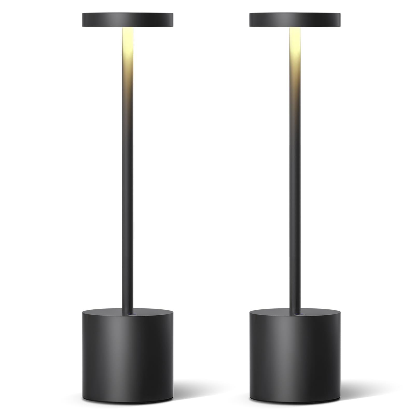 Tischleuchte Kabellos LED 6000 mAh Akku Dimmbar für Außen Innen, 2 Schwarz | 12h touch wasserdicht für outdoor terrasse restaurant led tischlampe akku usb aufladbar dimmbar