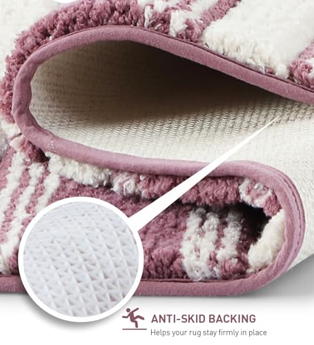 Image of Obsessions Soft & Plush Bath Mat | Quick Dry, Stain & Skid Resistant | Luxuriously Soft, Long Lasting Color | TPR Latex Backing, Size 40x60 cm, Onion Pink & Plum
