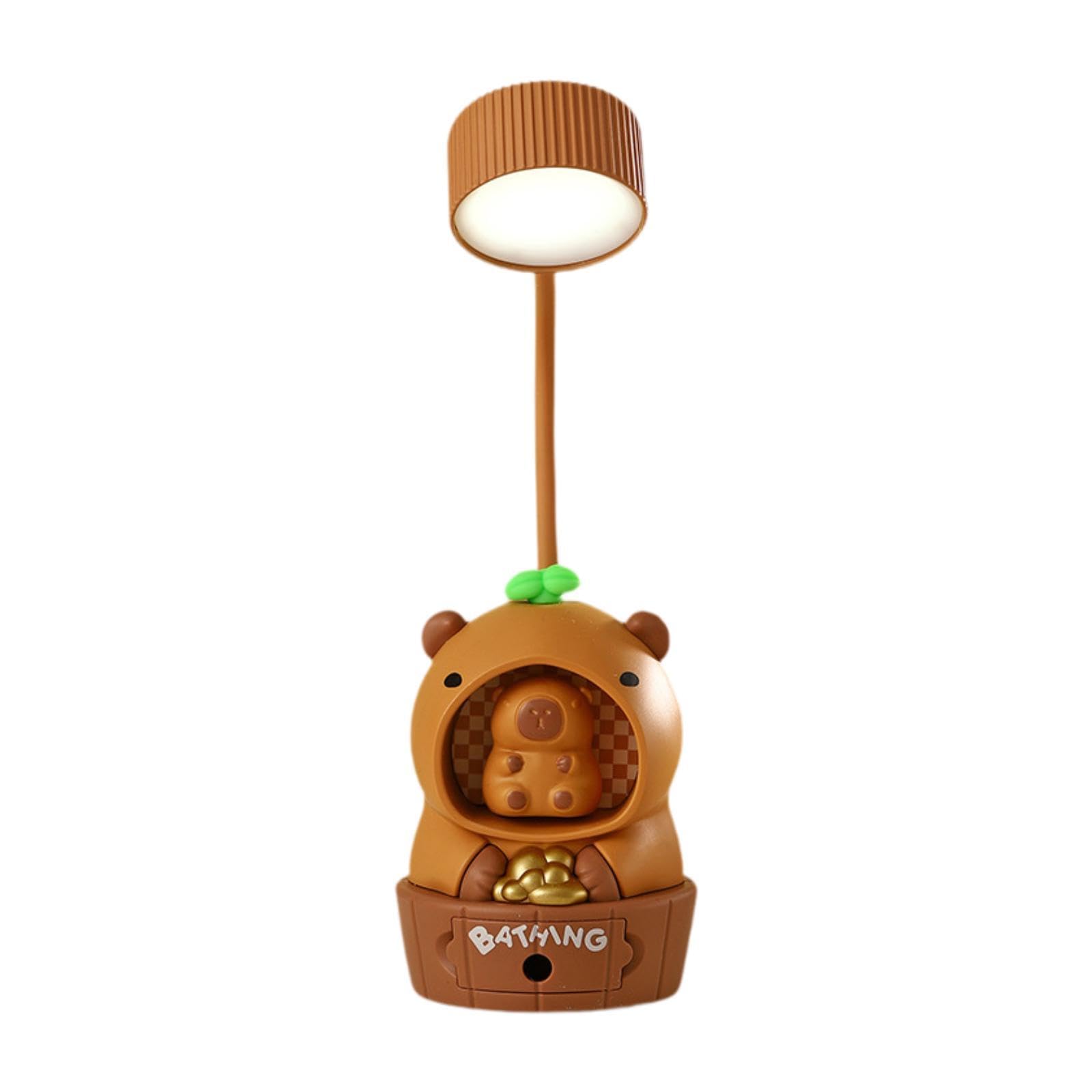 CravoFlow Cute Capybara Desk Lamp for Kids with USB and Flexible Arm,Herb