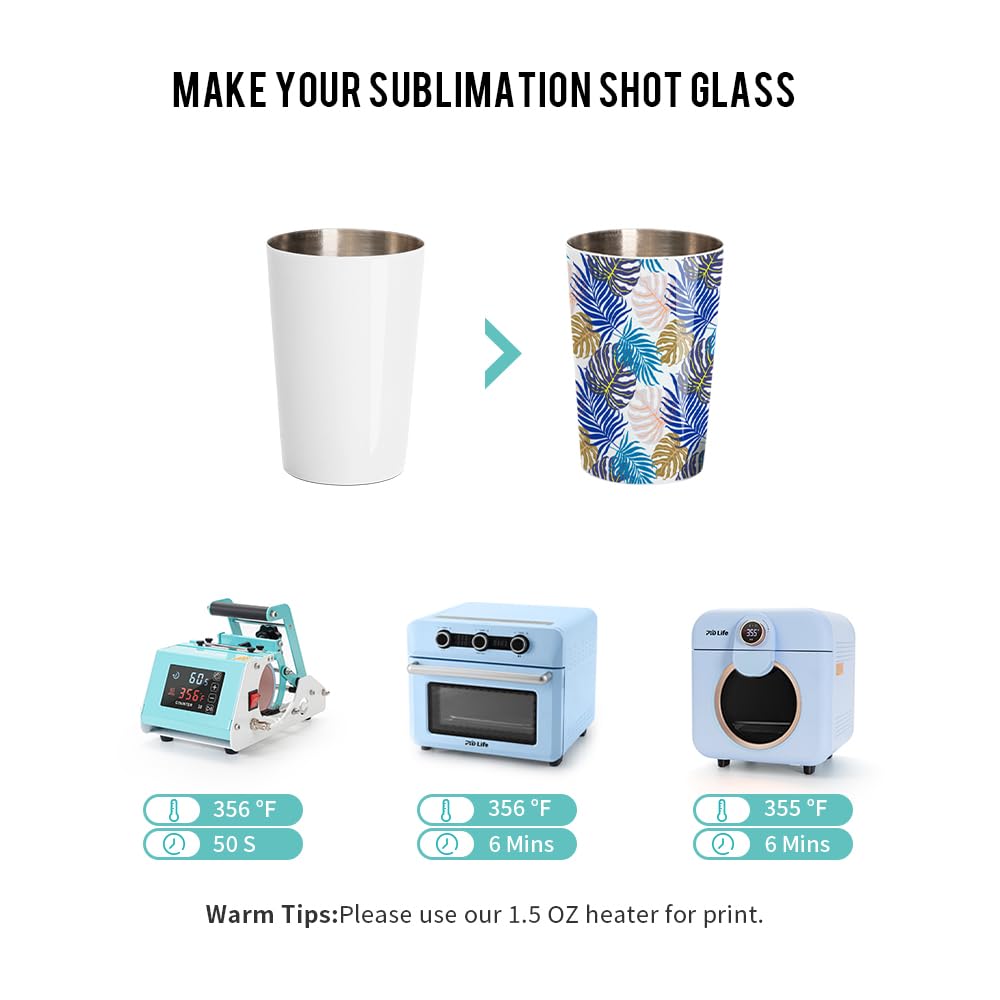 YOUKE OLA 16 Pack Sublimation Shot Glasses Tumblers Blanks Stainless Steel Double Wall Mini Tumbler With Keychain Cute Shot Glasses Set Bulk For Sublimation Oven Printing, White 3oz - View #9
