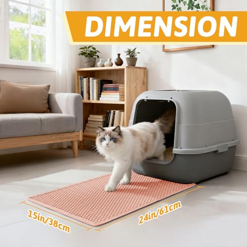 Image of Pieviev Cat Litter Mat Double Layer Waterproof Urine Proof Trapping Mat 1 Pack (Red, 24x15 Inch (Pack of 1))