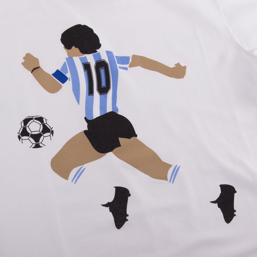 COPA - T-Shirt - Uomo - Grafica Maradona Argentina - Bianco - 100% Cotone