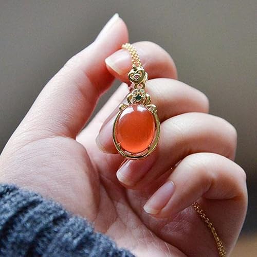Akwnhoe Pendant Necklaces Ladies Jade Pendant Necklace Diamond Natural Hetian Jade Red Oval Ladies Necklace Pendants Luxury Jewelry Valentine Day Accessories Necklaces For Women #TOP4
