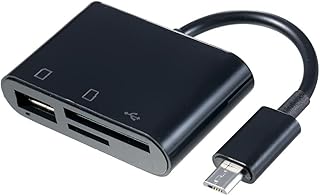 Yaazero 3-in-1 Micro USB to USB2.0+SD+TF Adapter Micro USB OTG to USB2.0 Adapter SD TF Micro SD Card Reader for Micro USB Devices, Black
