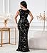 dasmzper Women’s Sequin Evening Gown – Elegant Sleeveless V Neck Mermaid Formal Maxi Dress for Wedding, Prom or Party Black