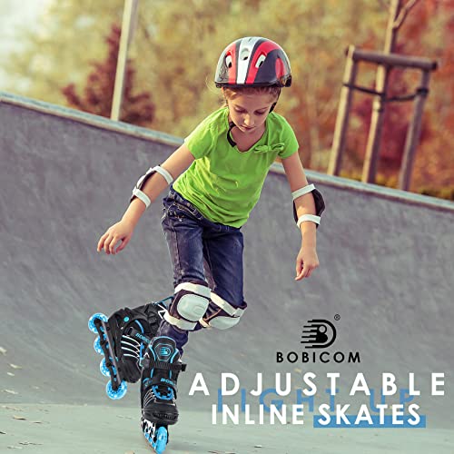 Image of Adjustable Inline Skates with Full Light Up Wheels,Outdoor Illuminating Roller Skates for Kids and Adults, Girls and Boys, Men and Women, Blue L