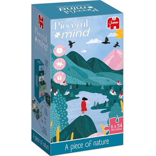 Jumbo Peace by Piece - Pieceful Mind - A piece of Nature EIN Stück Natur - 7 Tage 7 Puzzle mit je 54 Teilen Ausmalbild inkl. für Erwachsende