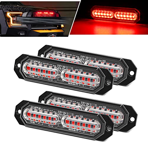 OPP ULITE 4Pcs 12 LEDs Emergency Strobe Lights Red Hazard ...