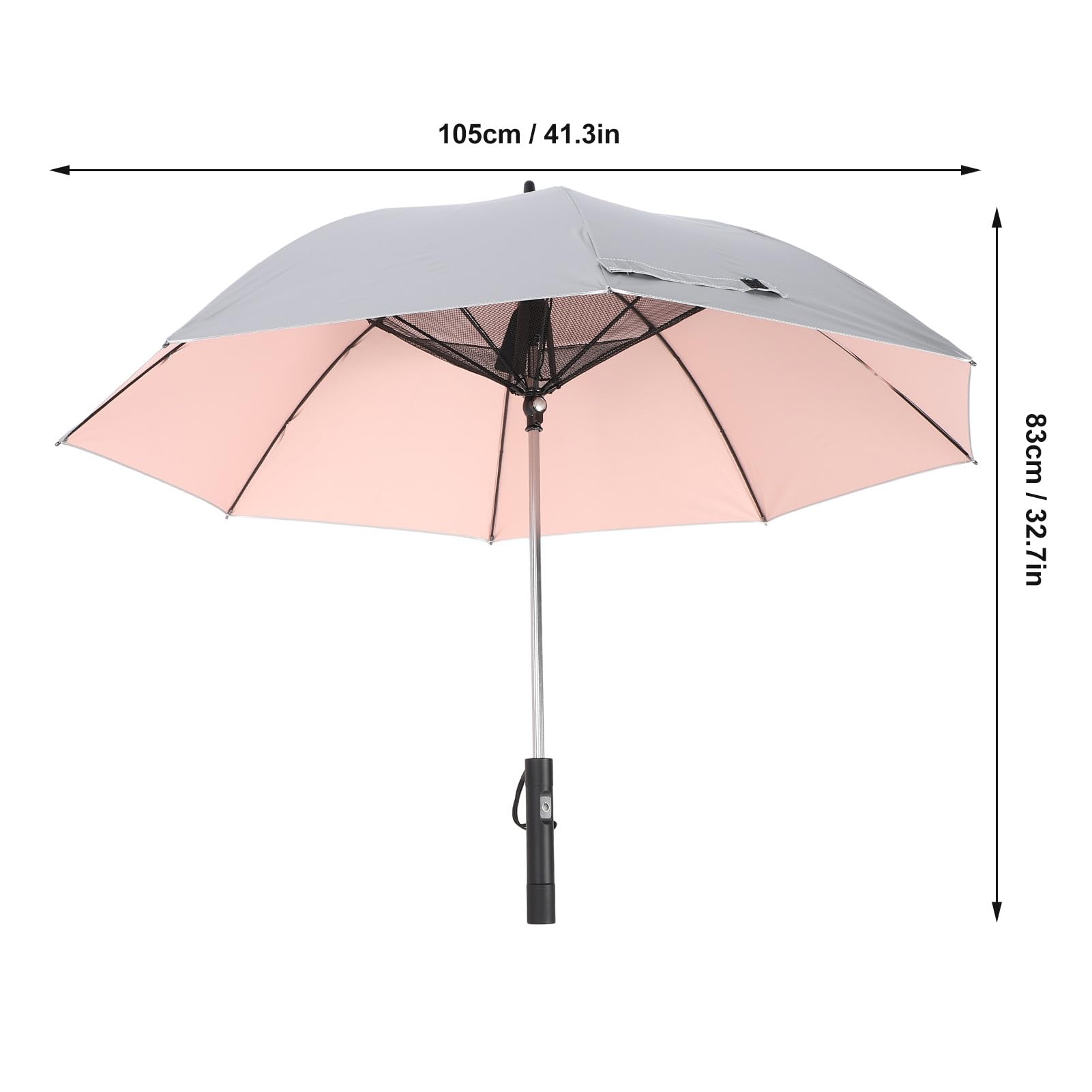 CHICIRIS Paraguas Recargable con Ventilador, Protección contra el Sol y la Lluvia, Ligero y Compacto para Viajes, 32,7x41,3 Pulgadas