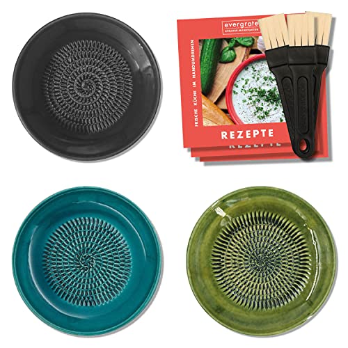 evergrate Keramikreibe 3er Verschenkset - Anthrazit, Türkis, Grüüün mit...